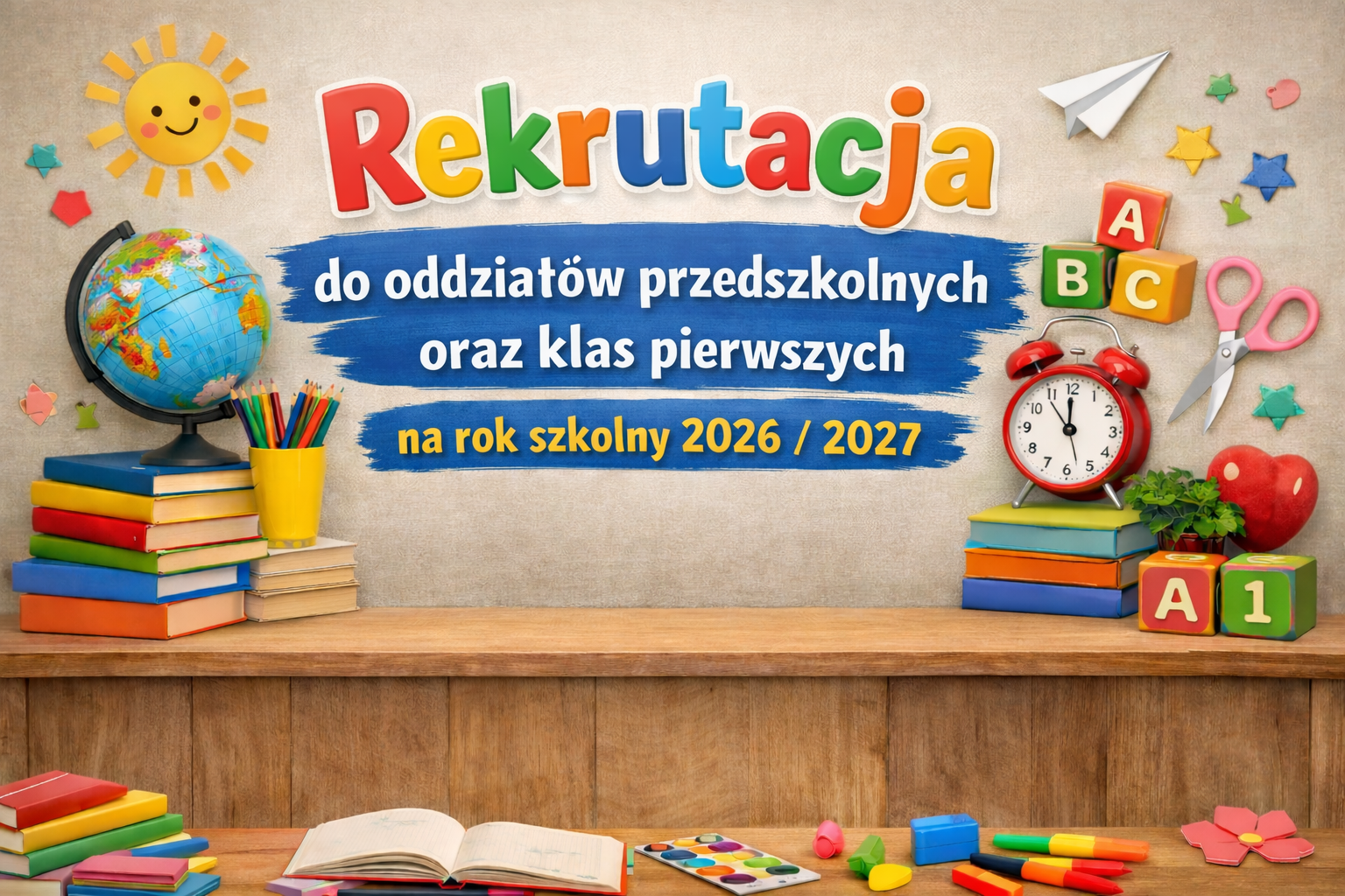 Rekrutacja do oddziałów przedszkolnych oraz klas pierwszych na rok szkolny 2026/2027